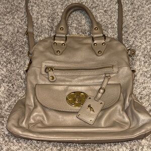 Emma Fox Metallic Taupe Slouchy Hobo Bag Crossbody